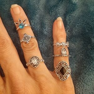 16 Silver Fashion Ring Set Sz 6